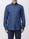 Fay Long-sleeve Button-up Shirt With Structured Collar In Blue