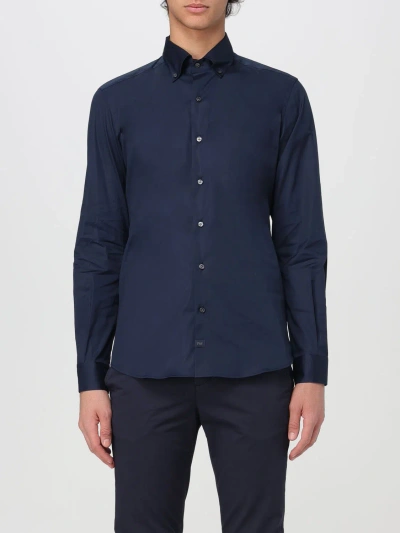 Fay Mens Blue Cotton Shirt In Blau