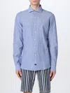 Fay Linen Button-down Shirt With Textured Finish In Gnawed Blue