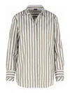 Fay Tailored Cotton Shirt With Vertical Stripes In Gray