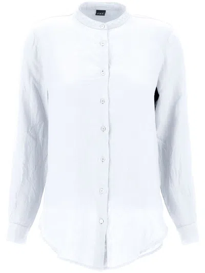 Fay Shirt In Garment-dyed Linen In Bianco
