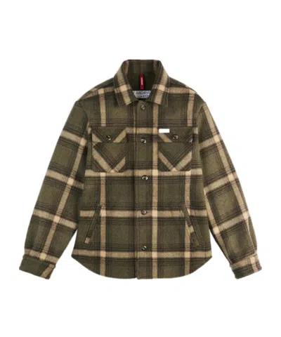 Fay Shirt Jac In Wool Fabric In Brown