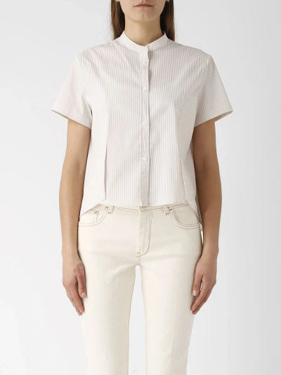 Fay Shirt M/c Rounded And Cut Shirt In Bianco-ecru