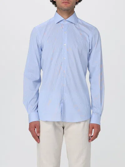 Fay Patterned Cotton Shirt In Blue