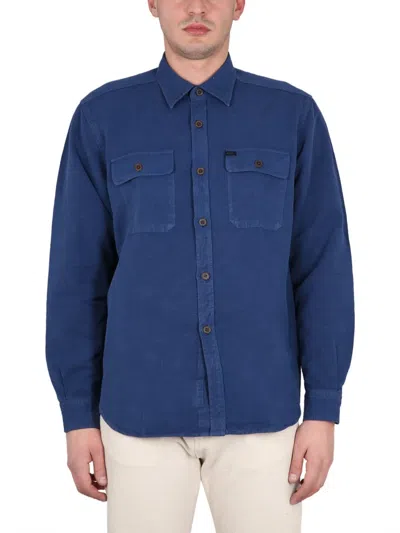 Fay Cotton-linen Blend Shirt In Blue