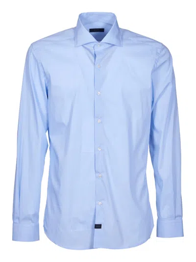 Fay Shirt With Stretch French Collar In Azzurro