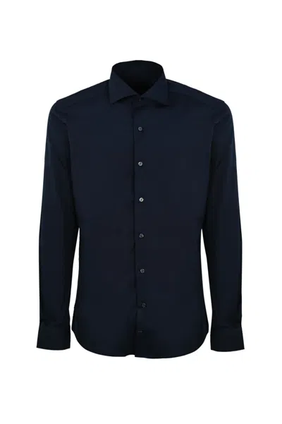 Fay Shirt With Stretch French Collar In Blu