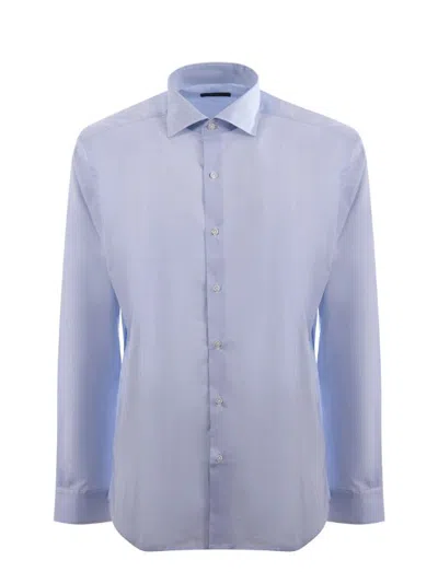 Fay Men Stretch Cotton Shirt In Blue