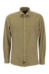 Fay Cotton French Collar Shirt In Beige