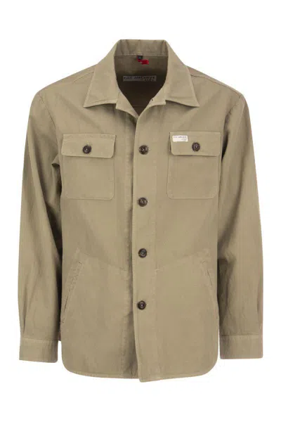Fay Ripstop Cotton Shirt Jacket In Beige O Tan