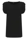 Fay Round Neck Cap Sleeves Blouse In Black