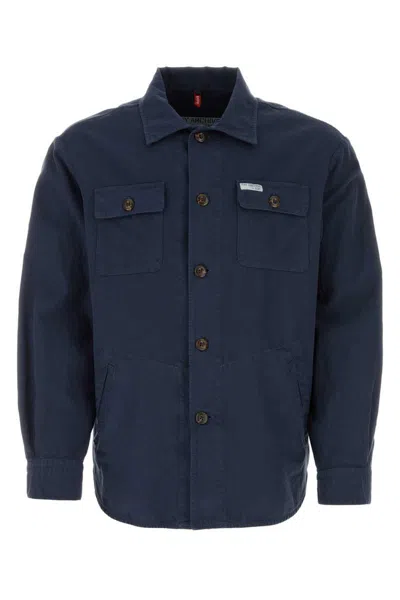 Fay Ripstock-texture Shirt Jacket In Blue