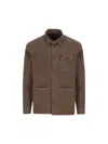 Fay Coffee Brown Overshirt With Multiple Pockets In Brown
