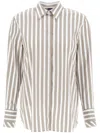 Fay Tailored Cotton Shirt With Vertical Stripes In Green