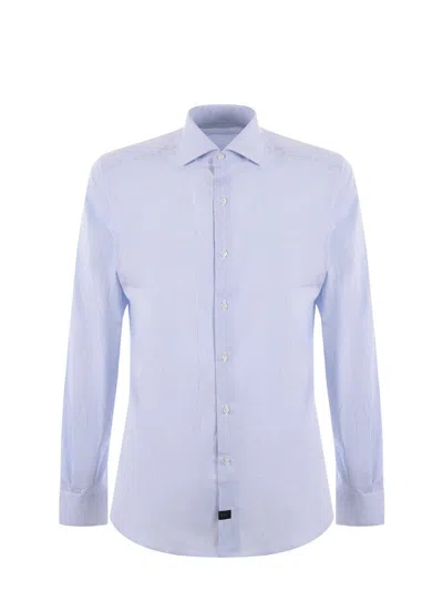 Fay Striped Poplin Shirt In Blue