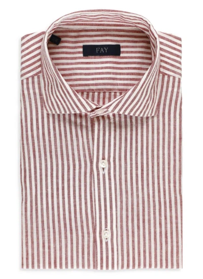 Fay Striped Shirt In Red