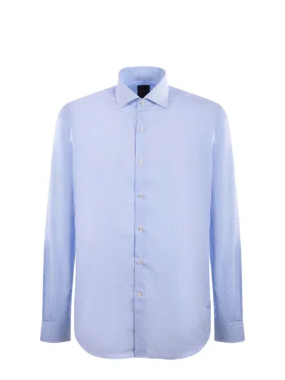 Fay Striped Cotton Poplin Shirt In Azzurro