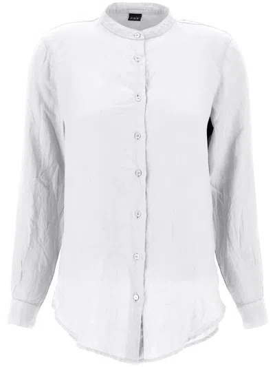 Fay Longline Linen Shirt In Bianco
