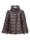 Fay Short Brown Padded Down Jacket With Hook  In Brown