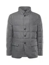 Fay Short Down Jacket In Carded Wool Flannel In Gray