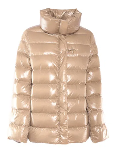 Fay Nylon Down Jacket With Hook In Beige