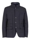 Fay Structured Double-breasted Down Jacket With Smooth Finish In Blue