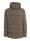 Fay Double Breast Padded Bomber Jacket In Green
