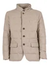 Fay Quilted Down Jacket With Double Front Closure In Neutral