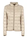 Fay Light Feather Jacket With Grooved Edges And Chain In Neutral