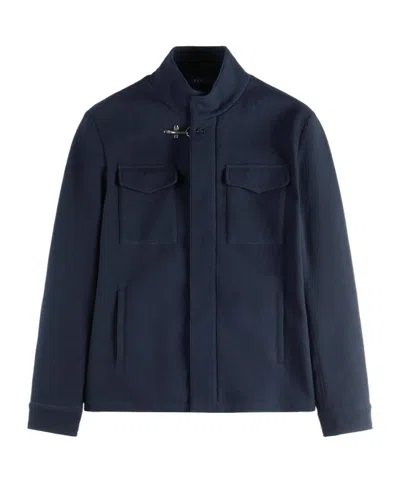 Fay Short Field Jacket In Stretch Wool And Cotton In Black