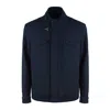 Fay Short Field Jacket In Wool And Stretch Cotton Blue In Blue