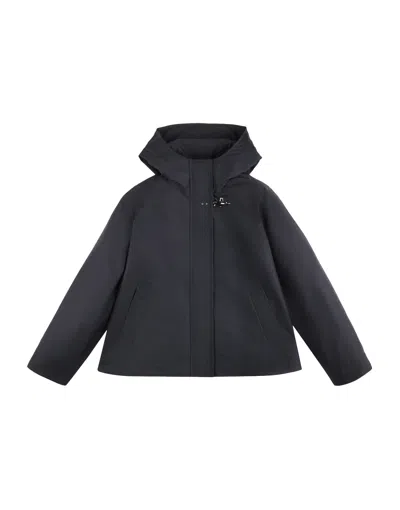 Fay Short Hooded Parka With Adjustable Hem In Black