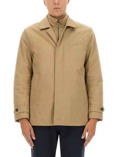 Fay Short Morning Coat In Technical Gabardine In Neutral