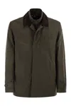 Fay Men Short Morning Raincoat In Cotton And Nylon Faille In Green