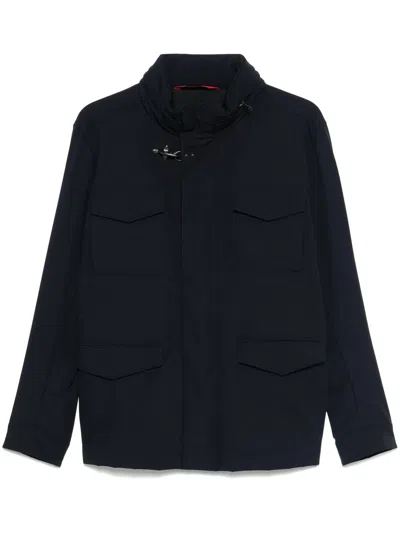 Fay Short Nylon Stretch Field Jacket In Blue