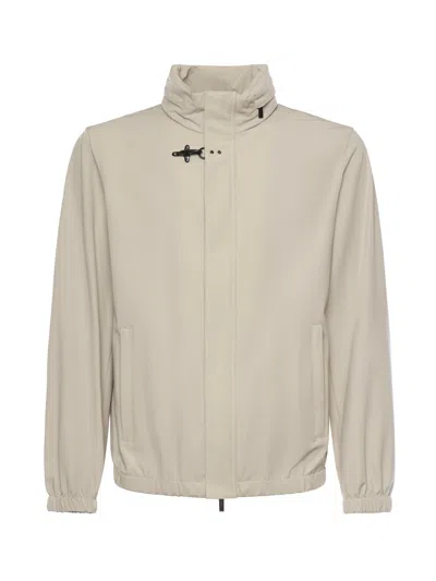 Fay Short Nylon Travel Bomber Jacket In Neutral