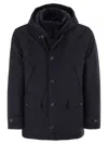 Fay Men Short Parka In Technical Gabardine In Black