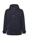 Fay Short Parka In Technical Gabardine In Blue