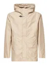 Fay Sand Technical Poplin Short Parka In Sand
