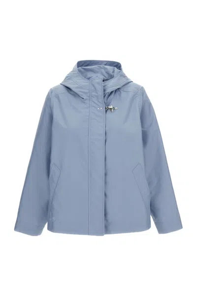 Fay Short Parka Popeline Tech In Blue