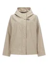 Fay Short Parka With Hook And Loop Closure In Nude