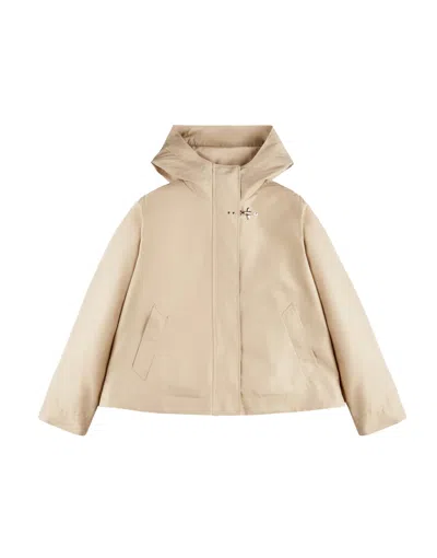 Fay Short Parka With Integrated Hood In Neutral