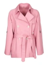 FAY SHORT PINK DOUBLE-BREASTED TRENCH COAT