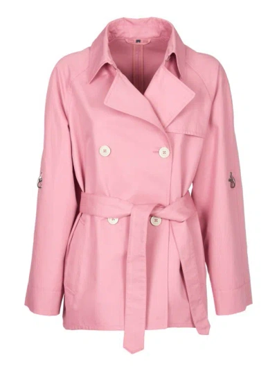 Fay Short Pink Double-breasted Trench Coat