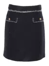 Fay Mini Bouclé Wool Short Skirt In Black