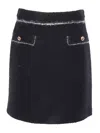 Fay Mini Bouclé Wool Short Skirt In Black