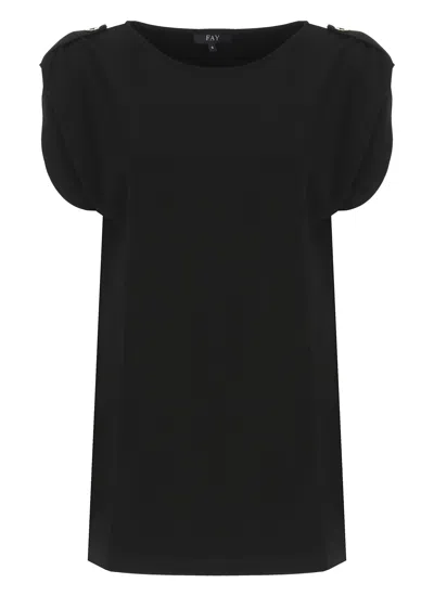 Fay Short Sleeve Blouse In Black