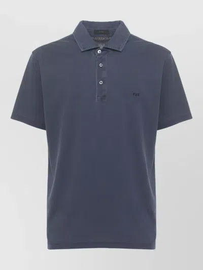 Fay Short Sleeve Cotton Polo Shirt Three Buttons In Blue