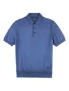 Fay Short-sleeve Knitted Polo Shirt In Blue