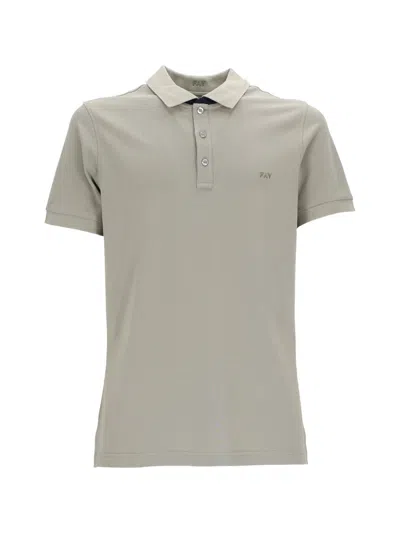 Fay Short Sleeve Piquet Two Tone Polo Shirt In Gray